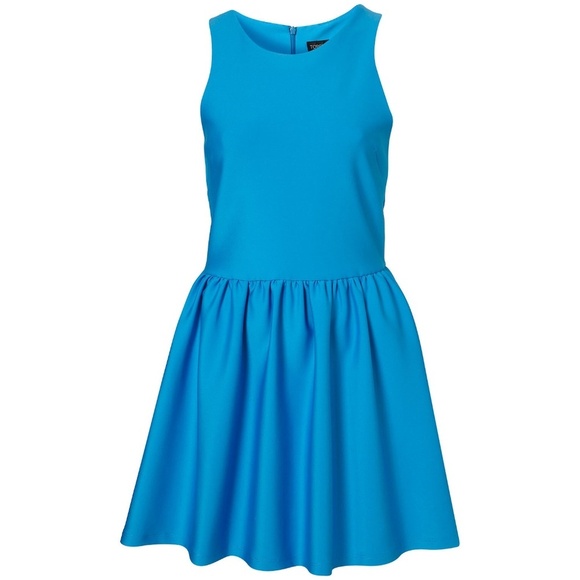 TOPSHOP Scuba Skater Dress in Turquoise Blue - Picture 2 of 8